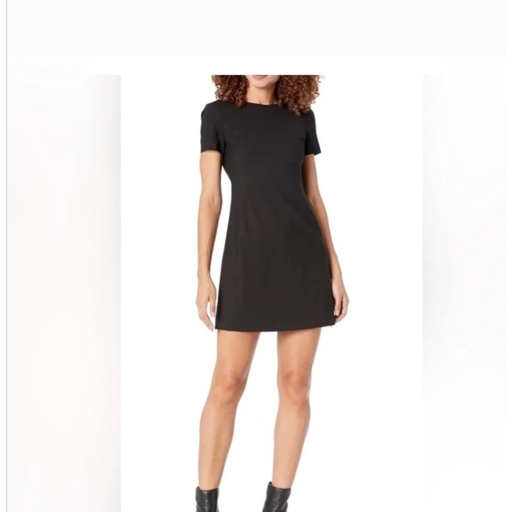 Theory Jatin‎ Black Short Sleeve Shift Dress Martingale Back Size 8